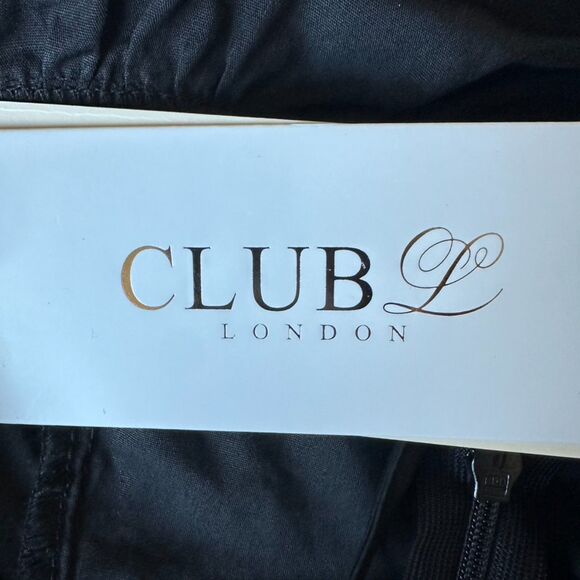 NWT Club L London Black Off Shoulder Bodycon Mini Dress Long Sleeves Size 4 - Picture 9 of 11